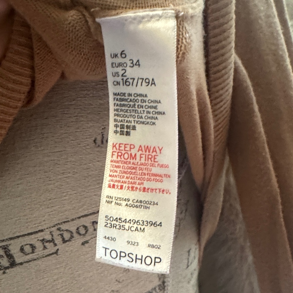 Topshop Camel Mock Turtleneck Sweater women’s size 2 - Picture 7 of 8